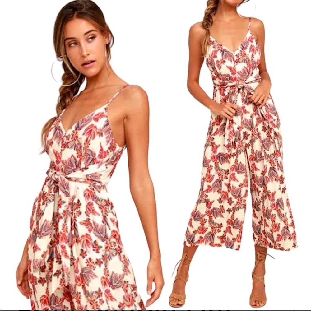 FREE PEOPLE Hot Tropics Jumpsuit in Neutral Combo Size 2